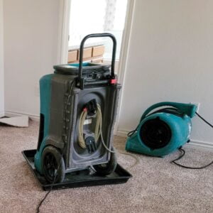 Air mover use in a home with water damage