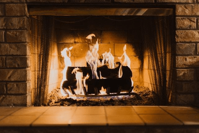 A photo of a fireplace