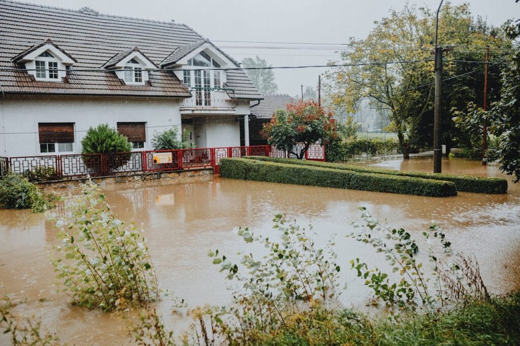 Flooded suburban house