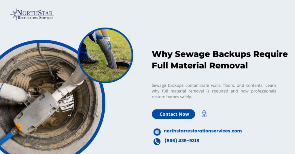 Why Sewage Backups Require Full Material Removal