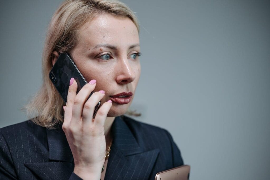 A woman on a phone