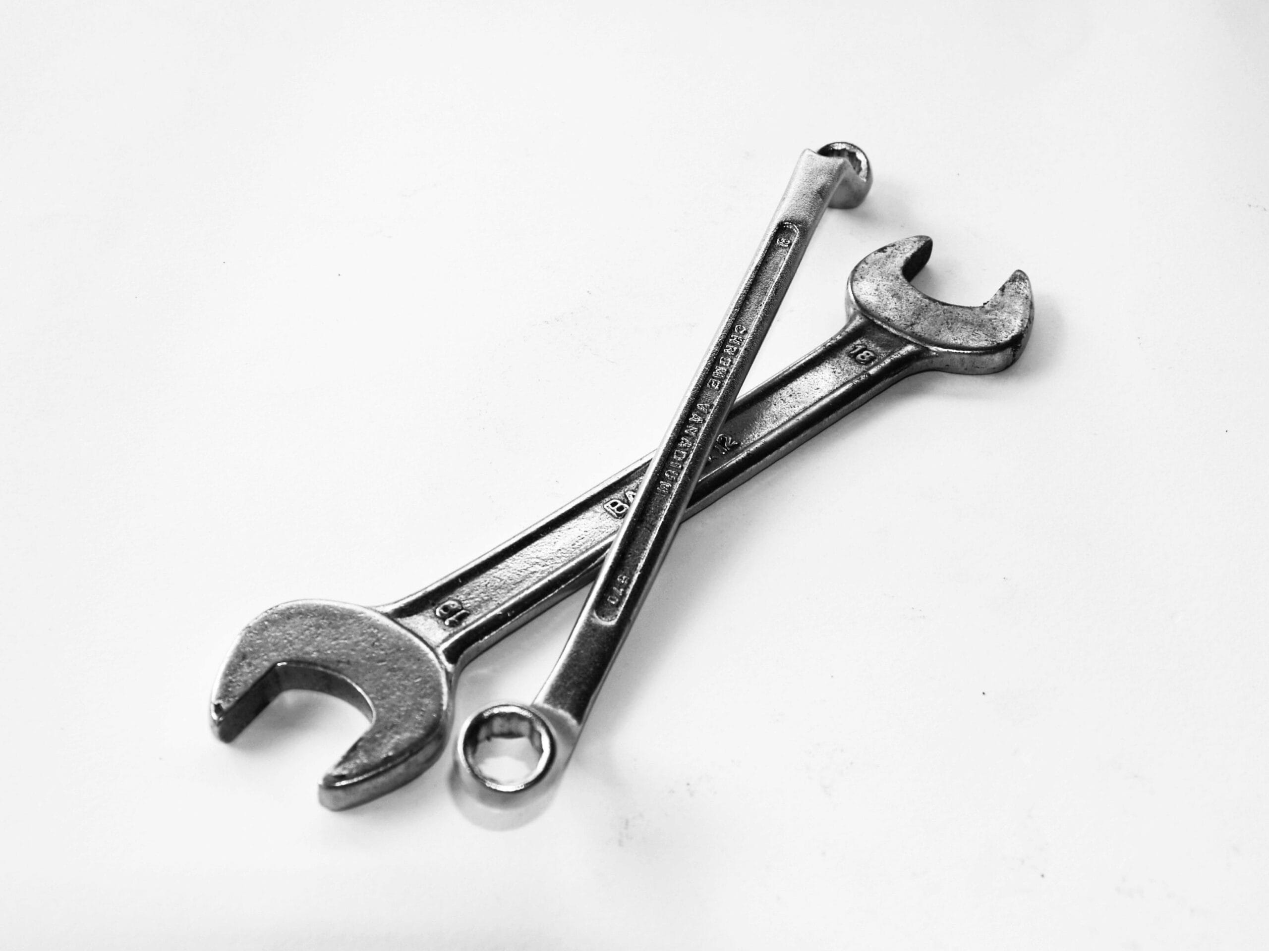 Stainless steel wrench on spanner