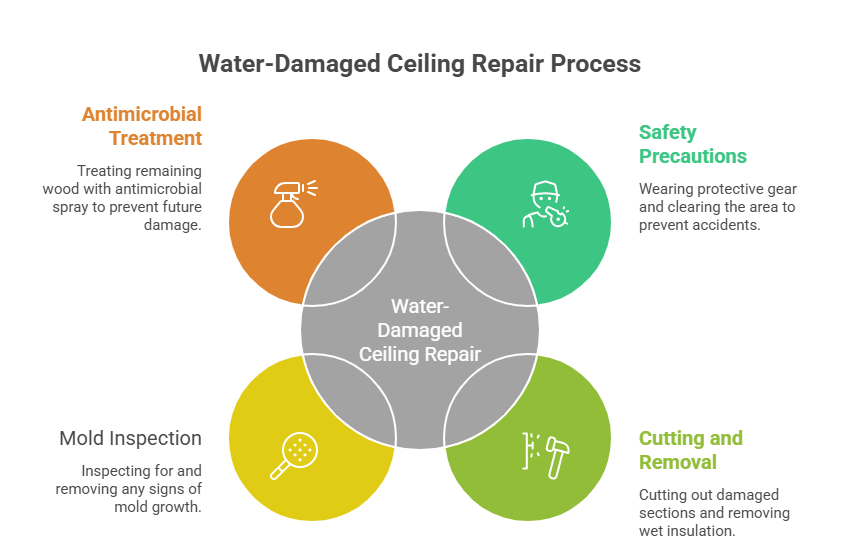Water-Damaged Ceiling Repair Process