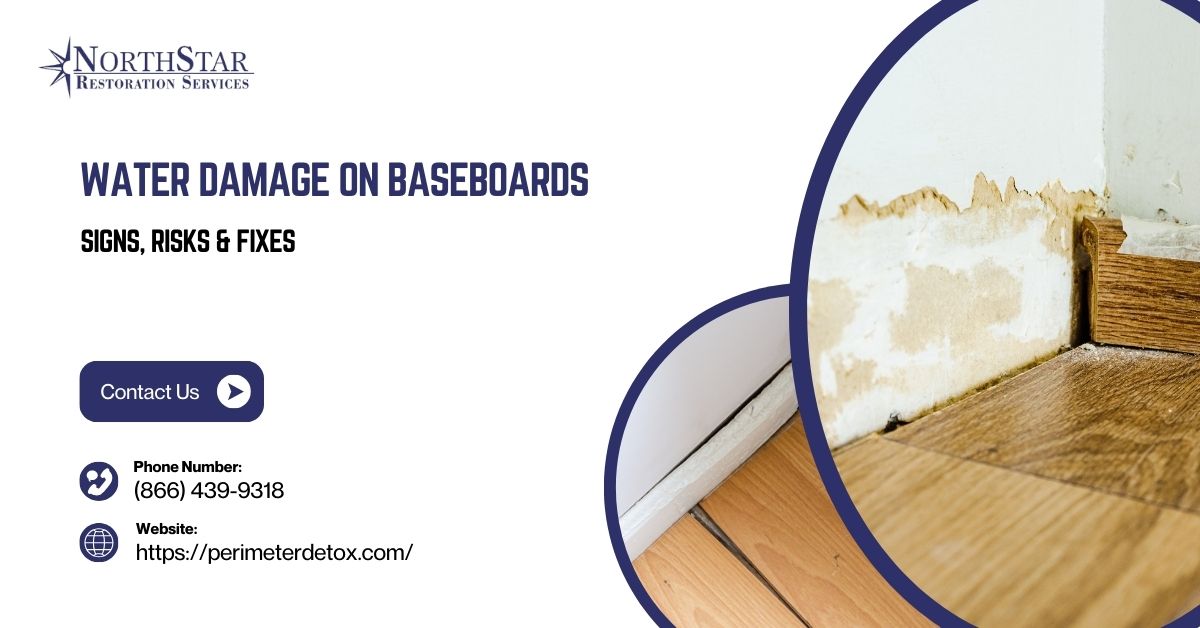 water damage on baseboards
