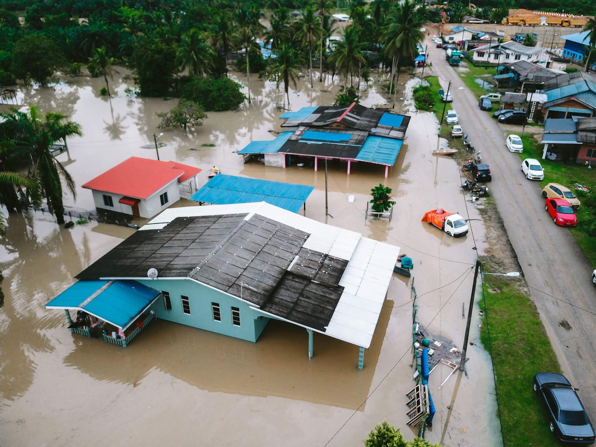 a flooded neighbourhood